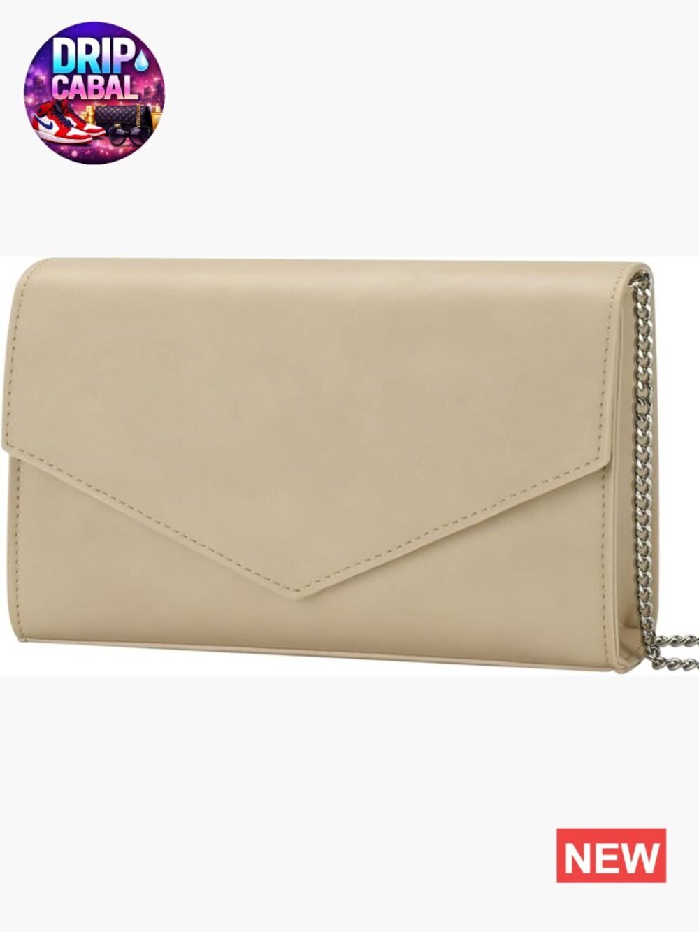 Faux Leather Envelope Clutch Crossbody Bag with Chain Strap